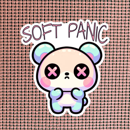 Weirdcore Pastel Goth Grunge Cute Anxious Bear Sticker Soft Panic Vinyl Waterproof Sticker Weird Stuff Oddcore Gift