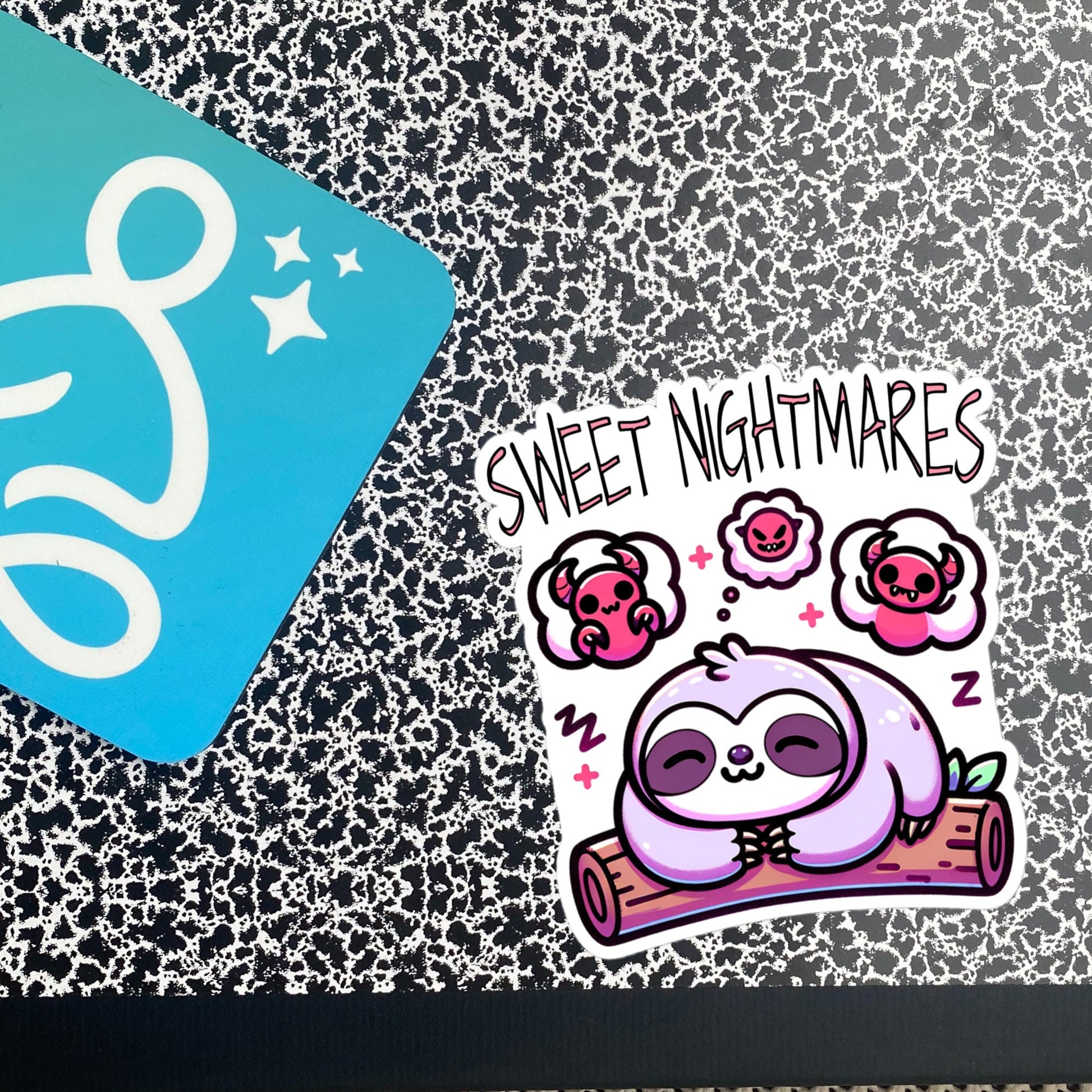 Weirdcore Pastel Goth Grunge Cute Sloth Sticker Sweet Nightmares Vinyl Waterproof Sticker Weird Stuff Oddcore Gift