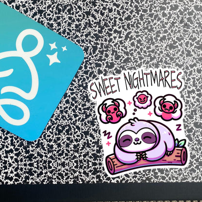 Weirdcore Pastel Goth Grunge Cute Sloth Sticker Sweet Nightmares Vinyl Waterproof Sticker Weird Stuff Oddcore Gift