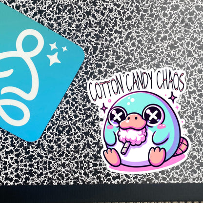 Weirdcore Pastel Goth Grunge Cute Platypus Sticker Cotton Candy Chaos Vinyl Waterproof Sticker Weird Stuff Oddcore Gift