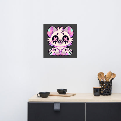 Creepy Cute Clowncore Hyena Wall Poster Oddcore pastel Goth Grunge Hyena Enhanced Matte Poster Paper for Pastel Grunge Room Decor - Charcoal