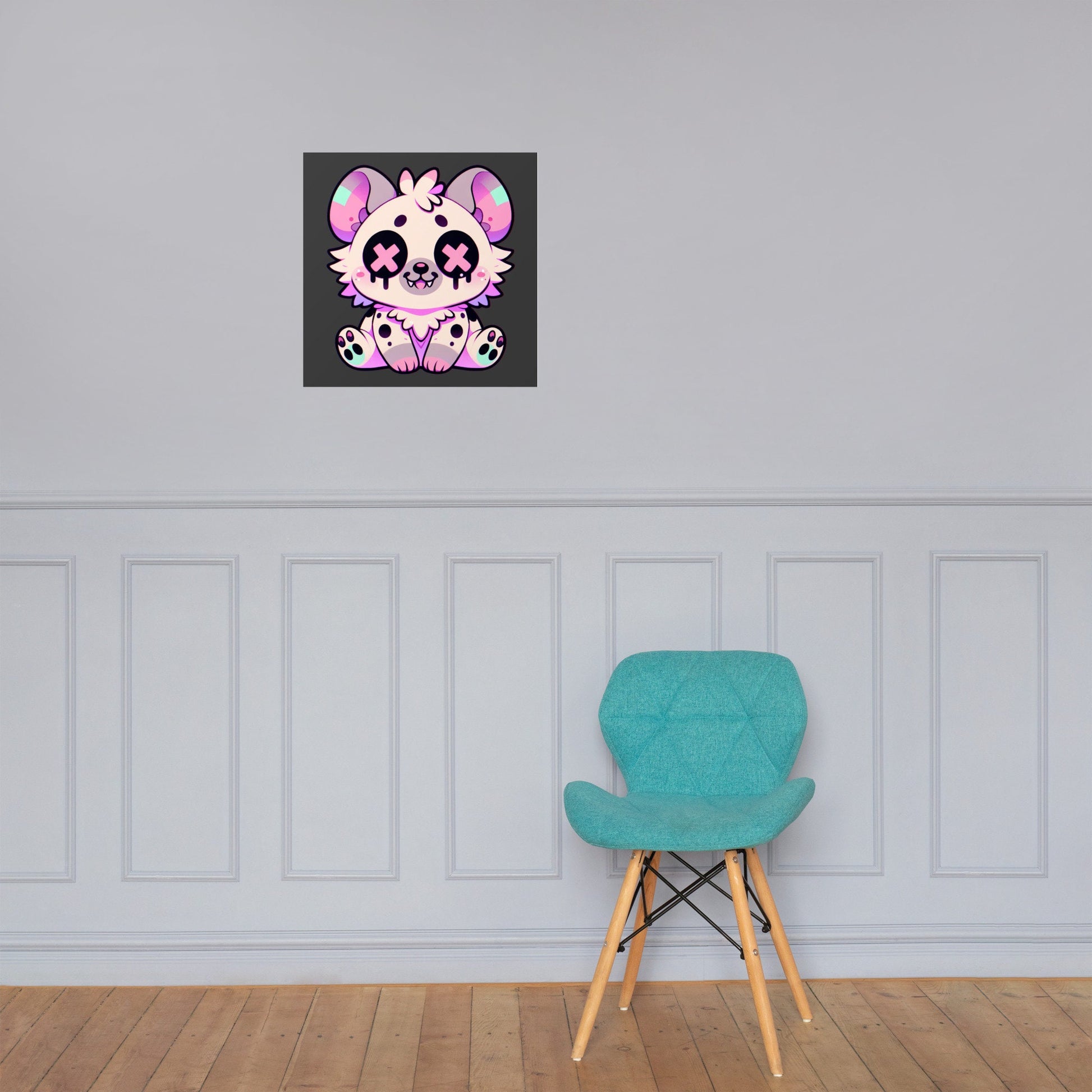 Creepy Cute Clowncore Hyena Wall Poster Oddcore pastel Goth Grunge Hyena Enhanced Matte Poster Paper for Pastel Grunge Room Decor - Charcoal
