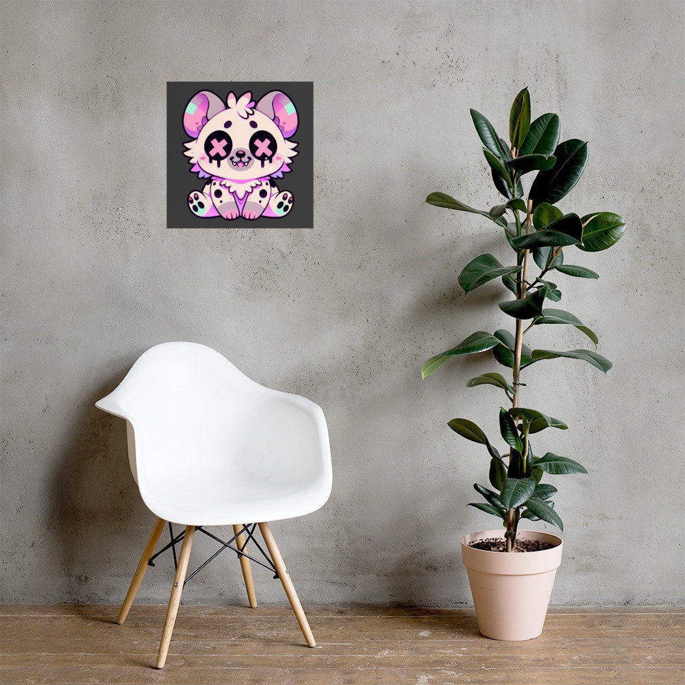Creepy Cute Clowncore Hyena Wall Poster Oddcore pastel Goth Grunge Hyena Enhanced Matte Poster Paper for Pastel Grunge Room Decor - Charcoal
