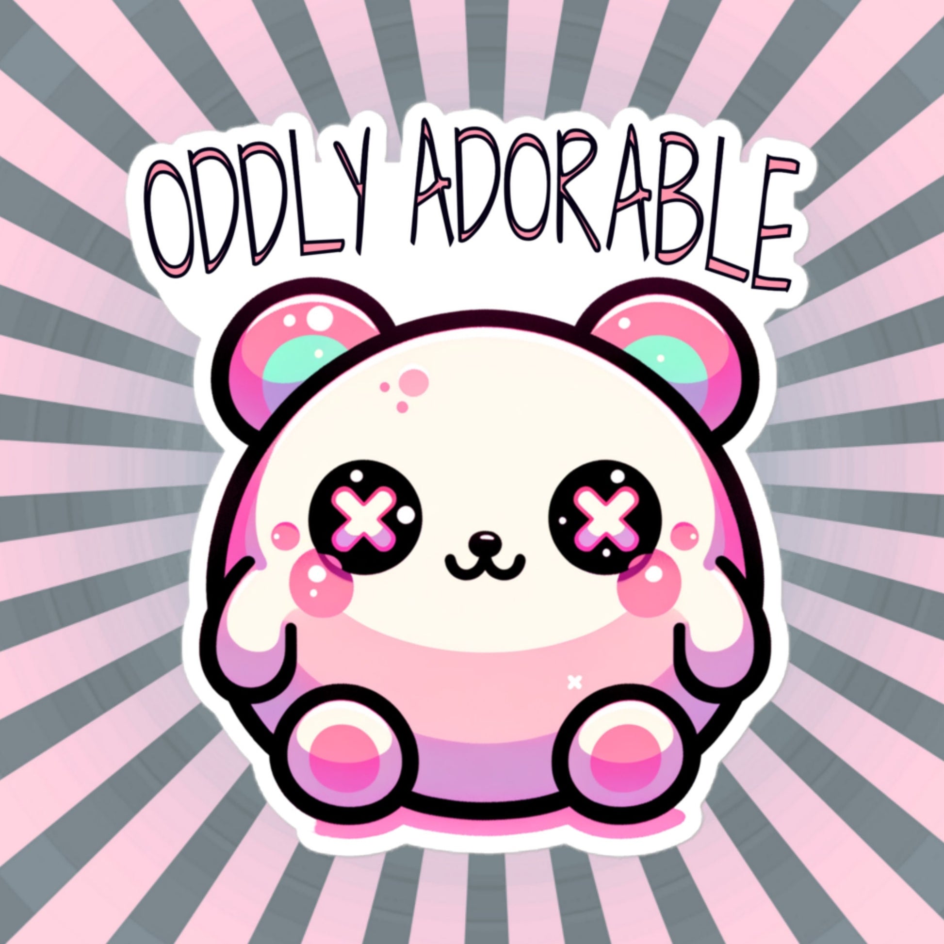 Weirdcore Pastel Goth Grunge Cute Teddy Bear Sticker Oddly Adorable Vinyl Waterproof Sticker Weird Stuff Oddcore Gift