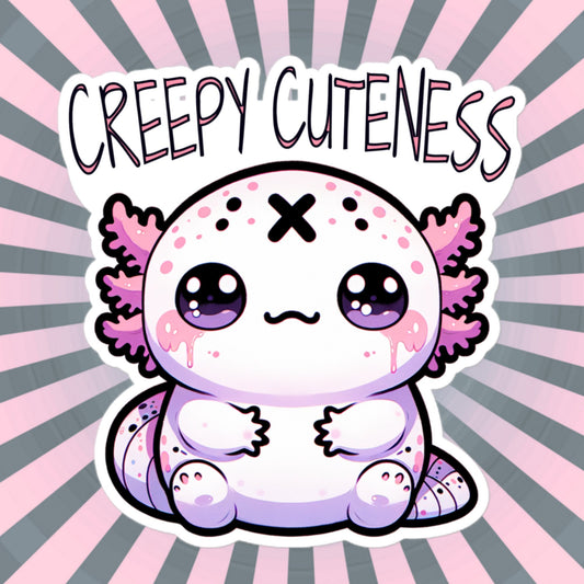 Weirdcore Pastel Goth Grunge Cute Axolotl Sticker Creepy Cuteness Vinyl Waterproof Sticker Weird Stuff Oddcore Gift