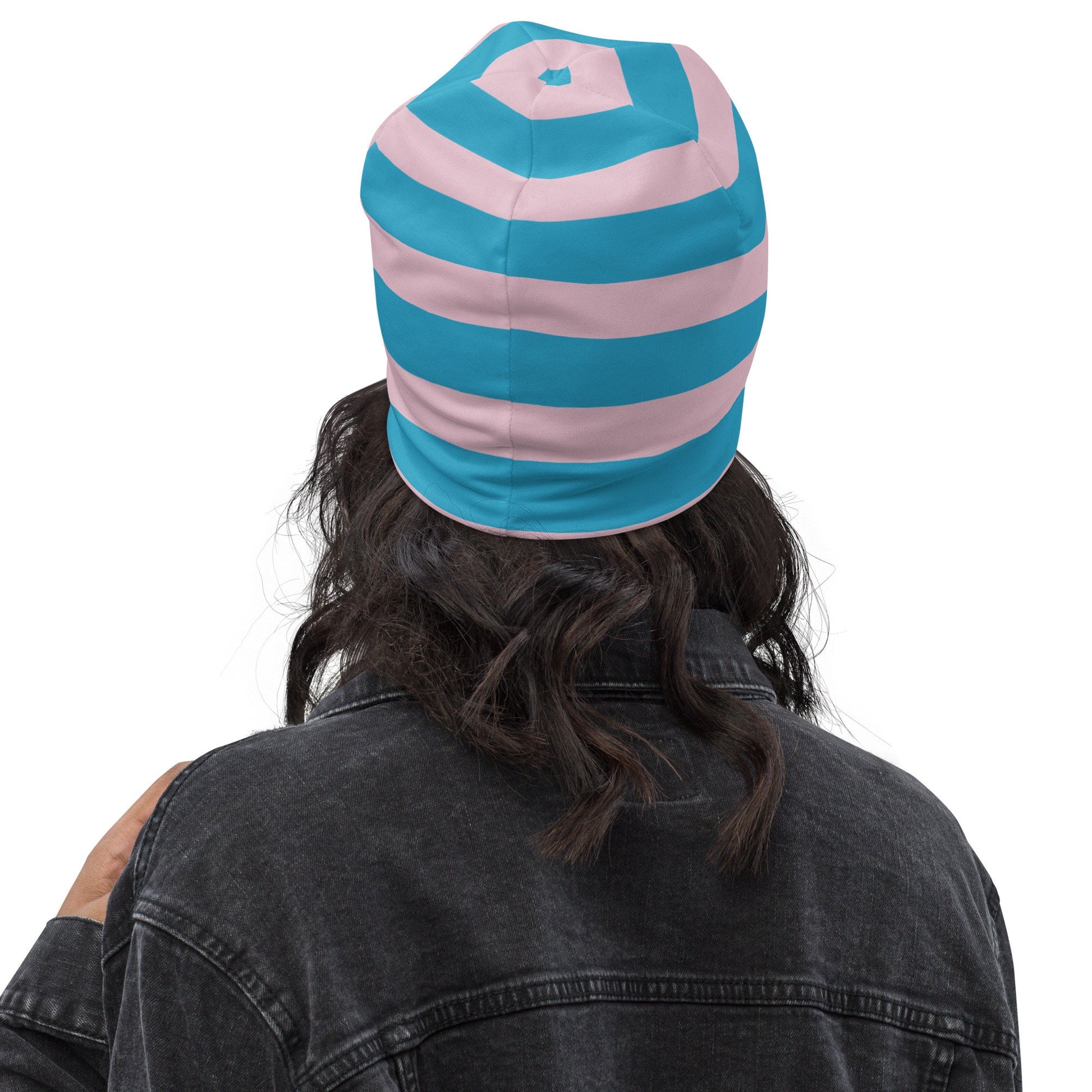 Weirdcore Pastel Goth Grunge Turtle Striped Beanie, I Like Zoomies Oddcore Beanie Hat