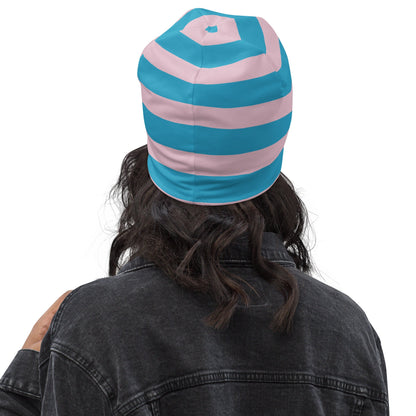 Weirdcore Pastel Goth Grunge Turtle Striped Beanie, I Like Zoomies Oddcore Beanie Hat