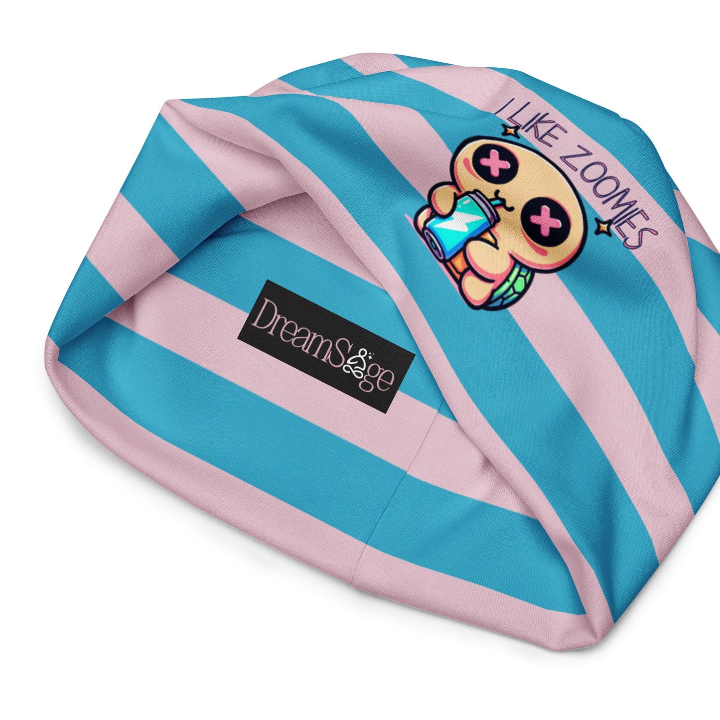 Weirdcore Pastel Goth Grunge Turtle Striped Beanie, I Like Zoomies Oddcore Beanie Hat