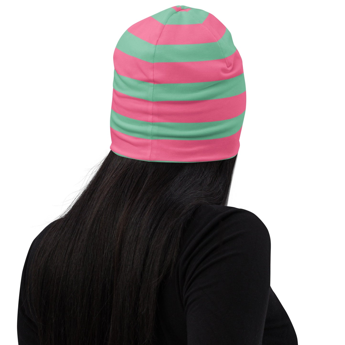 Weirdcore Pastel Goth Grunge River Toad Frog Striped Beanie, I Lick Myself Oddcore Beanie Hat