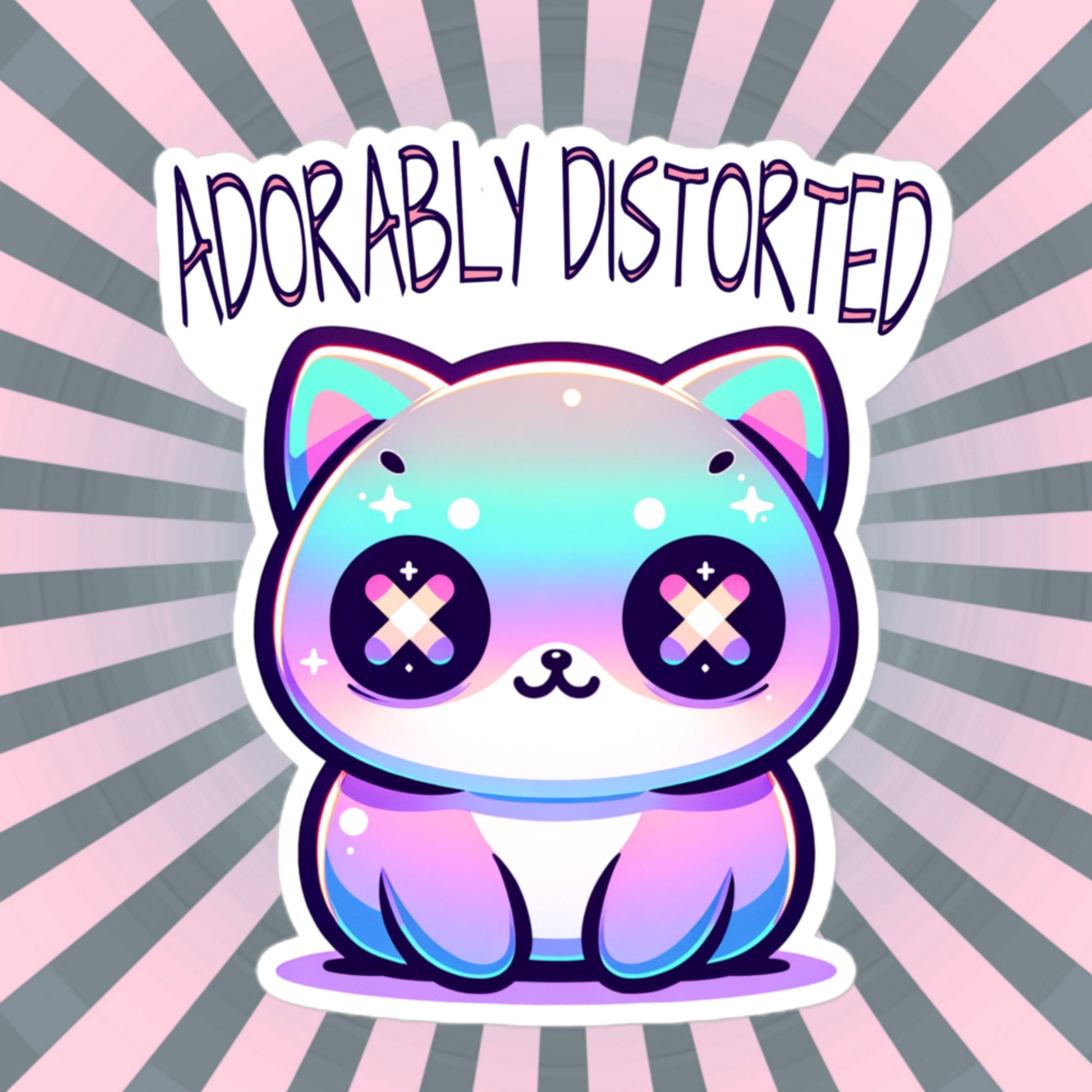Weirdcore Pastel Goth Grunge Cute Trippy Cat Sticker Adorably Distorted Vinyl Waterproof Sticker Weird Stuff Oddcore Gift