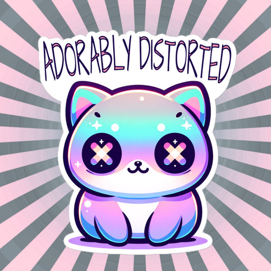 Weirdcore Pastel Goth Grunge Cute Trippy Cat Sticker Adorably Distorted Vinyl Waterproof Sticker Weird Stuff Oddcore Gift