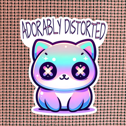 Weirdcore Pastel Goth Grunge Cute Trippy Cat Sticker Adorably Distorted Vinyl Waterproof Sticker Weird Stuff Oddcore Gift