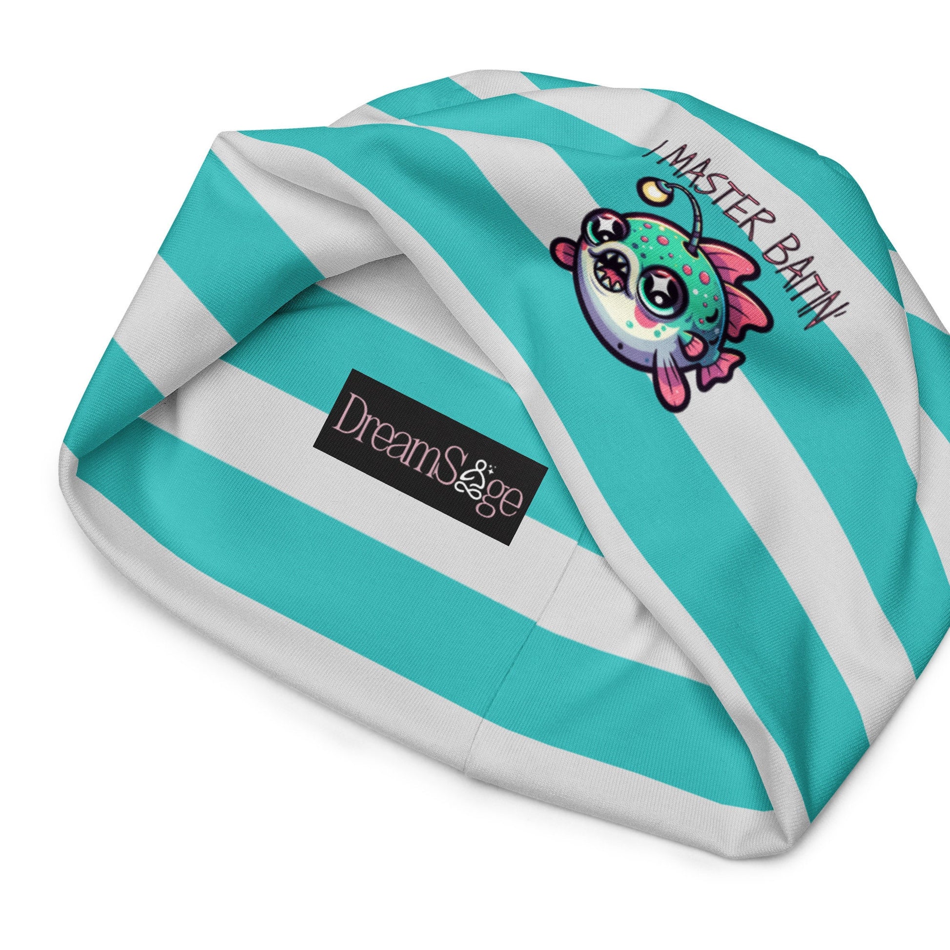 Weirdcore Pastel Goth Grunge Funny Anglerfish Striped Beanie, I Master Baitin&#39; Fish Oddcore Beanie Hat
