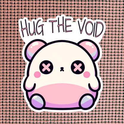 Weirdcore Pastel Goth Grunge Cute Chubby Bear Sticker Hug The Void Vinyl Waterproof Sticker Weird Stuff Oddcore Gift