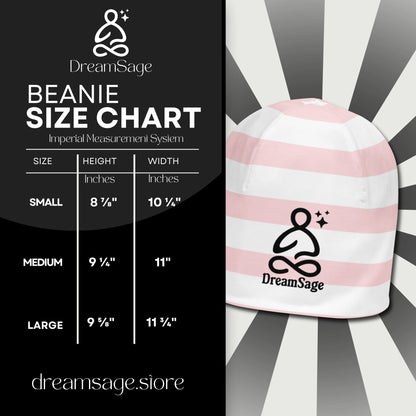 Weirdcore Pastel Goth Grunge Cute Bear Striped Beanie, Oddly Adorable Oddcore Beanie Hat