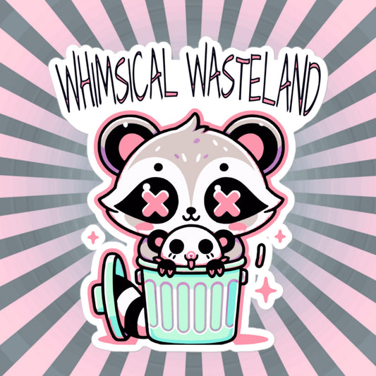 Weirdcore Pastel Goth Grunge Cute Raccoon Opossum Sticker Whimsical Wasteland Vinyl Waterproof Sticker Weird Stuff Oddcore Gift
