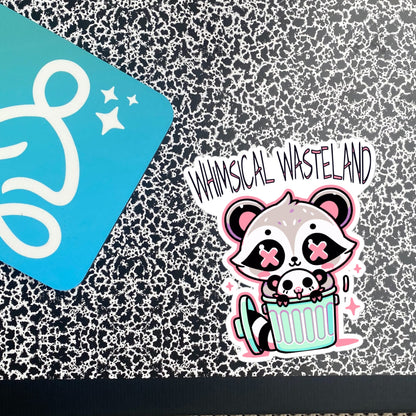 Weirdcore Pastel Goth Grunge Cute Raccoon Opossum Sticker Whimsical Wasteland Vinyl Waterproof Sticker Weird Stuff Oddcore Gift