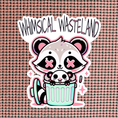 Weirdcore Pastel Goth Grunge Cute Raccoon Opossum Sticker Whimsical Wasteland Vinyl Waterproof Sticker Weird Stuff Oddcore Gift