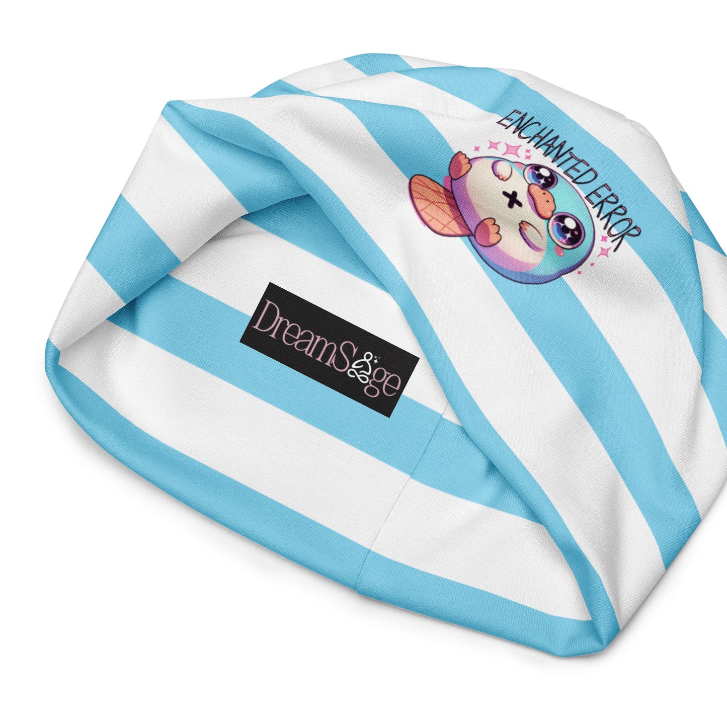 Cute Weirdcore Pastel Goth Grunge Platypus Striped Beanie, Enchanted Error Oddcore Beanie Hat