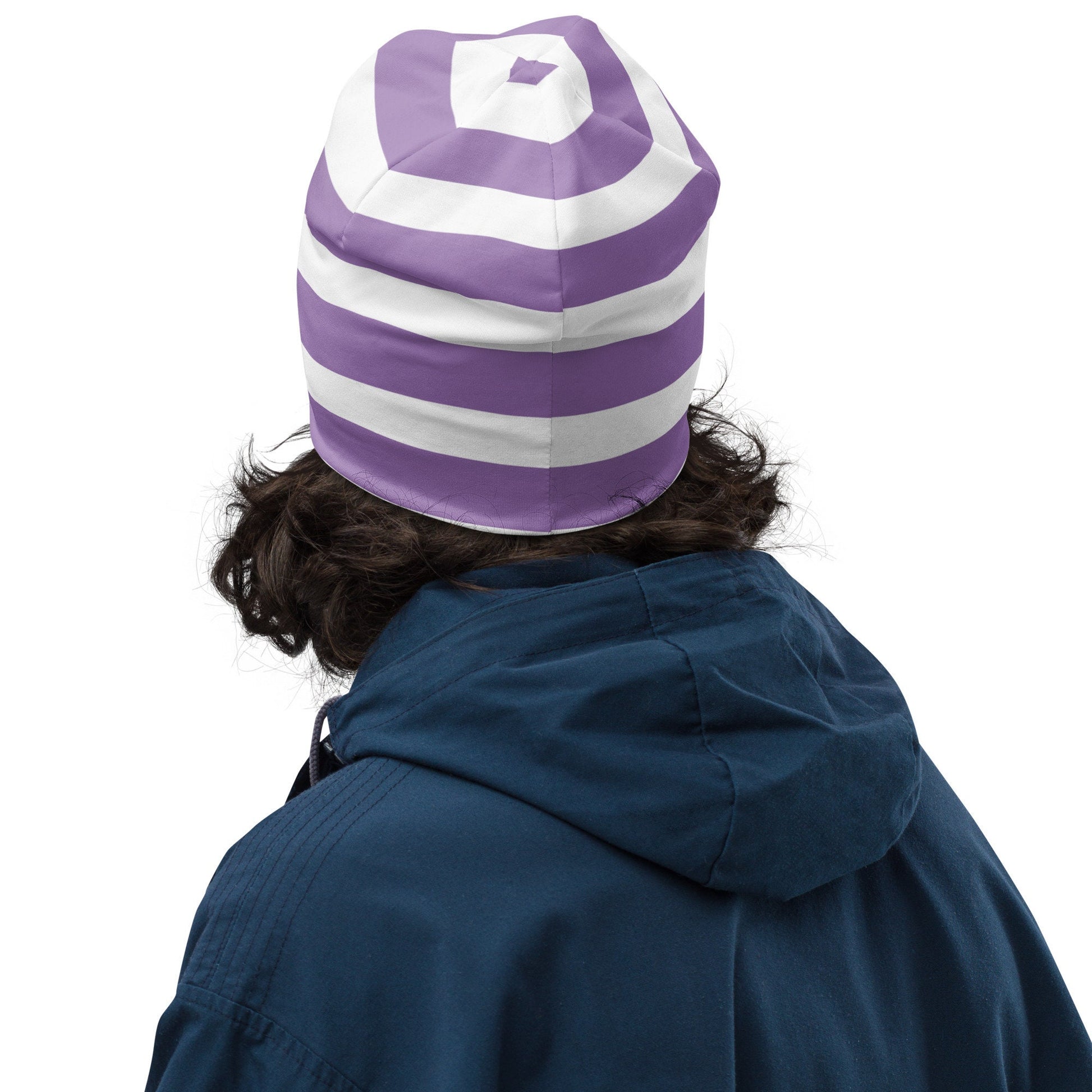 Cute Weirdcore Pastel Goth Grunge Sloth Striped Beanie, Sweet Nightmares Oddcore Beanie Hat