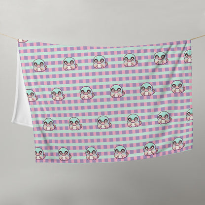 Creepy Cute Weirdcore Platypus Pattern Pastel Goth Grunge Throw Blanket for Couch, Bed, Snuggling, Cozy Gift