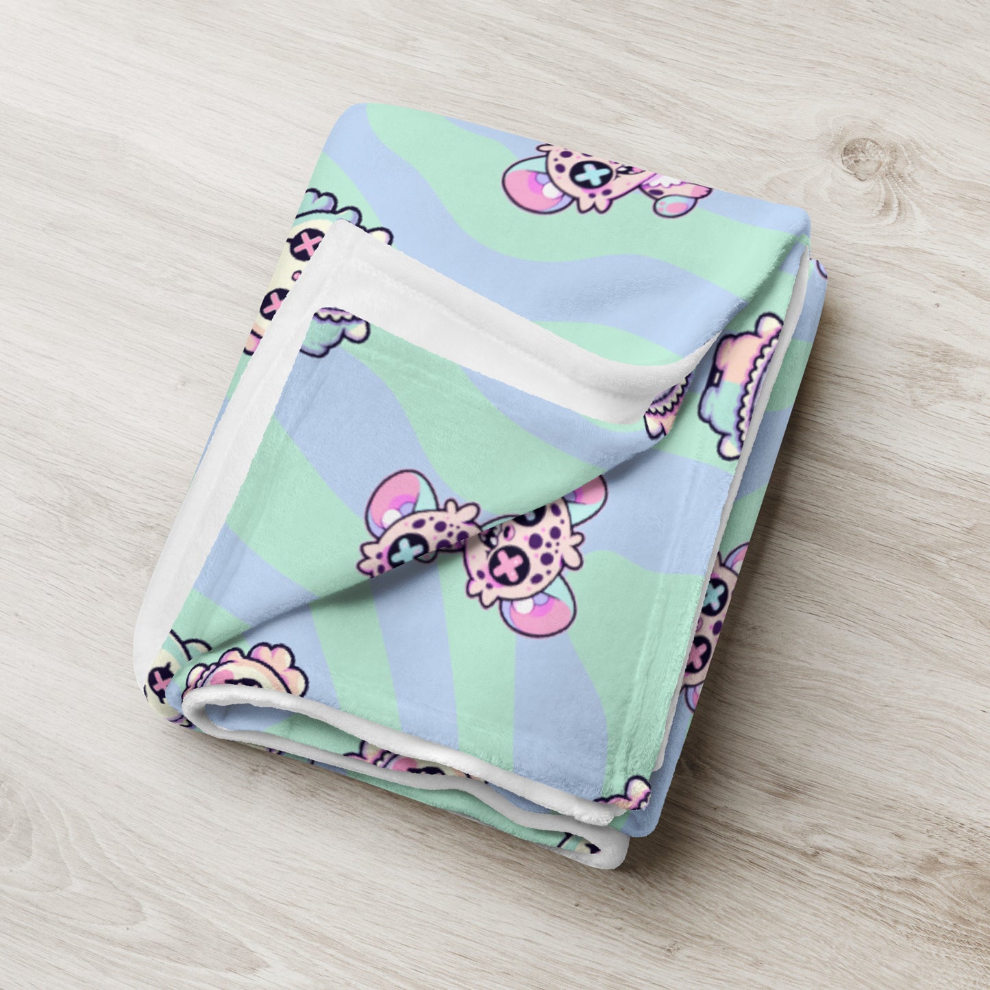 Creepy Cute Clowncore Weirdcore Hyena & Clown Friends Pattern Pastel Goth Grunge Throw Blanket for Couch, Bed, Snuggling, Cozy Gift