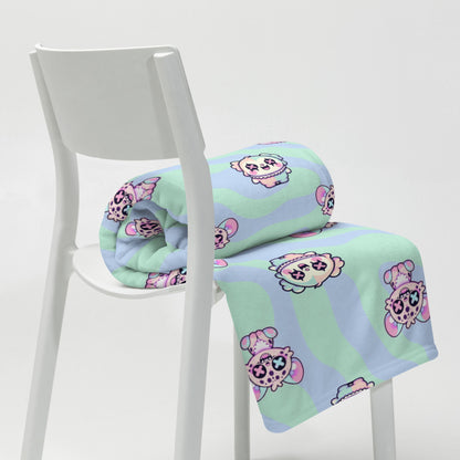 Creepy Cute Clowncore Weirdcore Hyena & Clown Friends Pattern Pastel Goth Grunge Throw Blanket for Couch, Bed, Snuggling, Cozy Gift