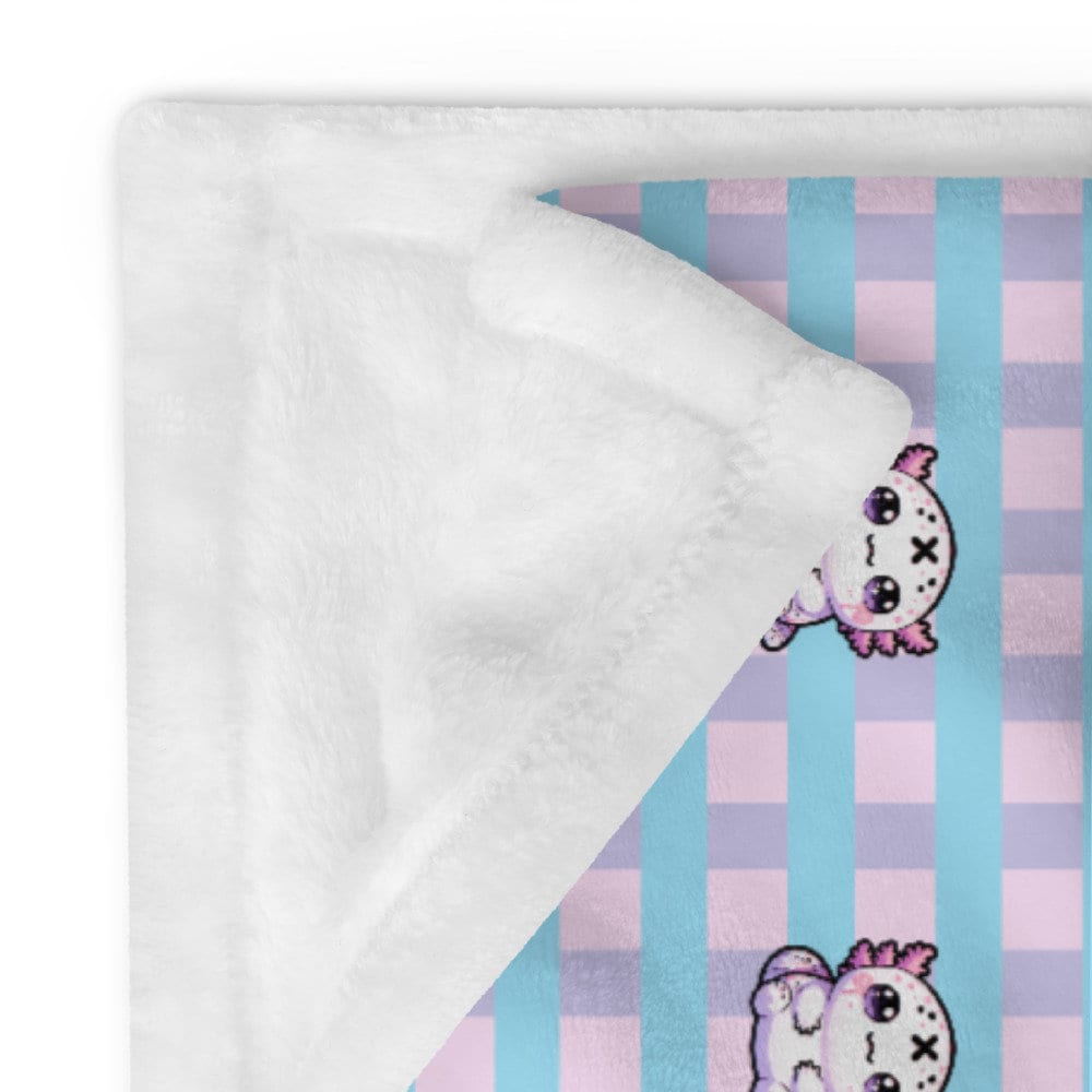 Creepy Cute Weirdcore Axolotl Pattern Pastel Goth Grunge Throw Blanket for Couch, Bed, Snuggling, Cozy Gift
