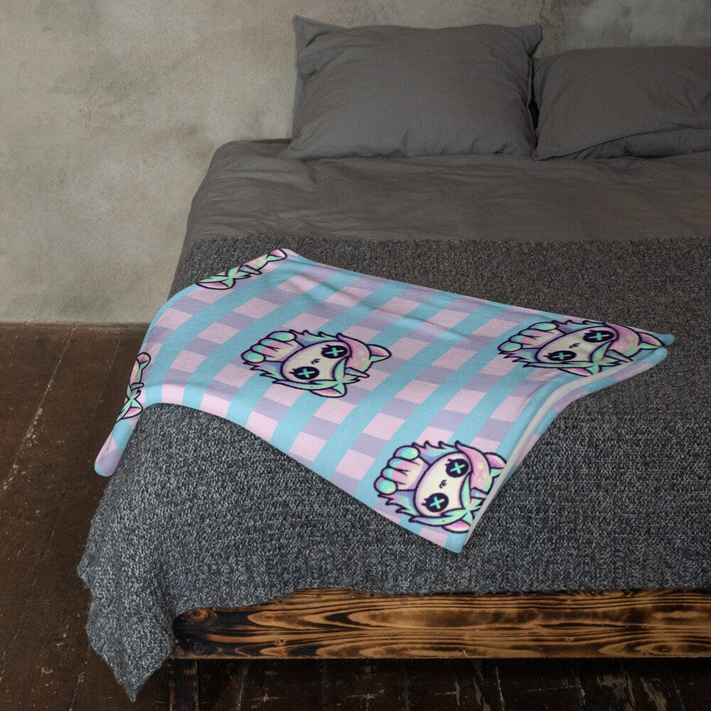 Creepy Cute Weirdcore Grunge Unicorn Pattern Pastel Goth Grunge Throw Blanket for Couch, Bed, Snuggling, Cozy Gift