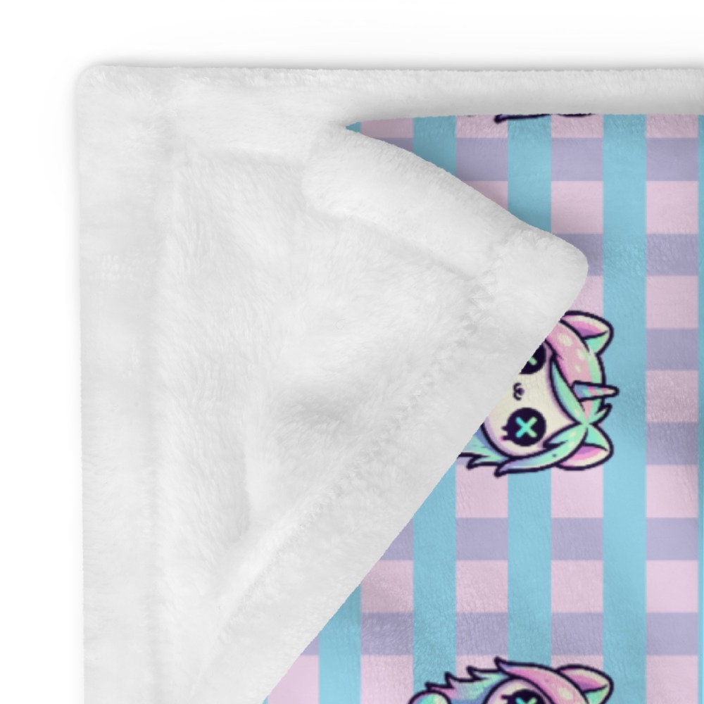 Creepy Cute Weirdcore Grunge Unicorn Pattern Pastel Goth Grunge Throw Blanket for Couch, Bed, Snuggling, Cozy Gift