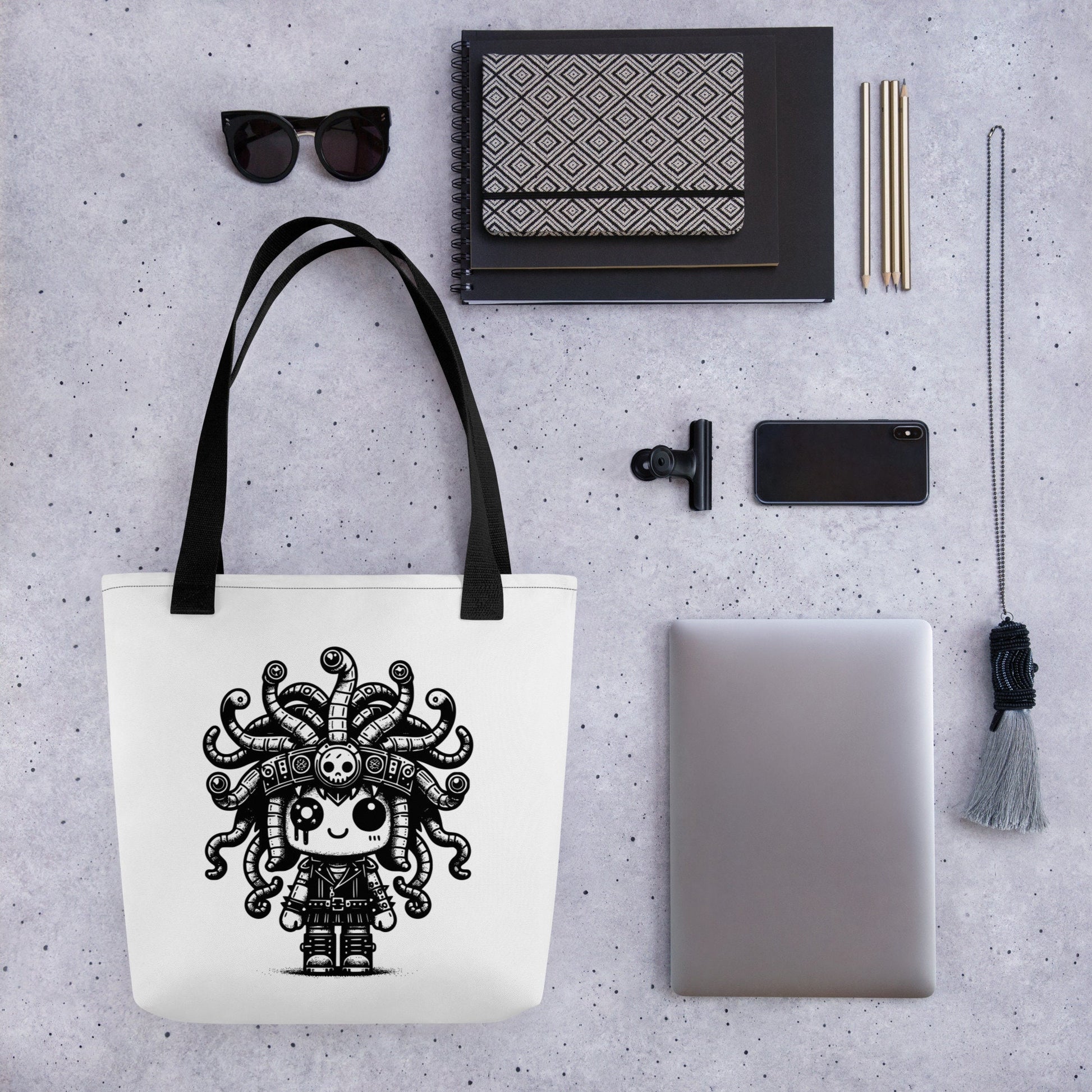 WHITE Pastel Goth Grunge Punk Medusa Tote Bag Creepy Cute Gorgon Tote DreamSage Tote Bag