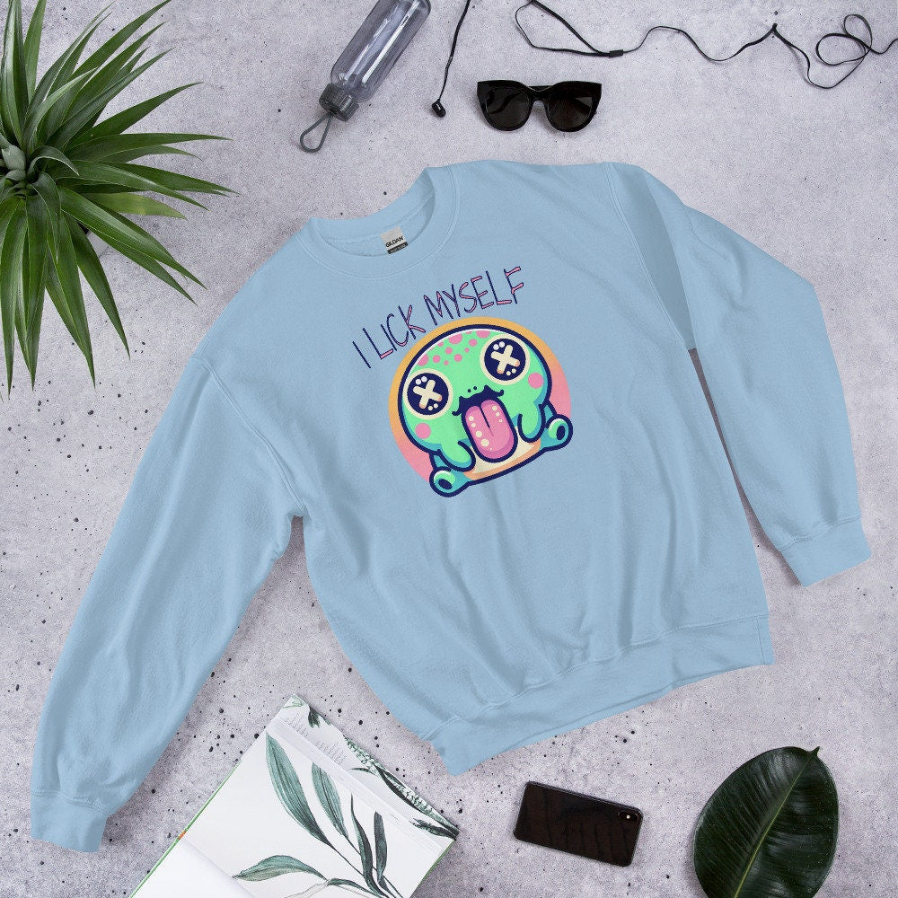 Creepy Cute Weirdcore Trippy Toad Sweatshirt I Lick Myself Grunge Colorado River Toad Sweater