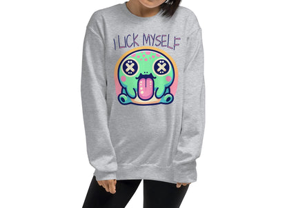 Creepy Cute Weirdcore Trippy Toad Sweatshirt I Lick Myself Grunge Colorado River Toad Sweater