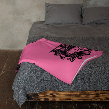 PINK Gothic Cyborg Farm Animals Throw Blanket Steampunk Cow, Chicken, Pig Throw Blanket Grunge Decor