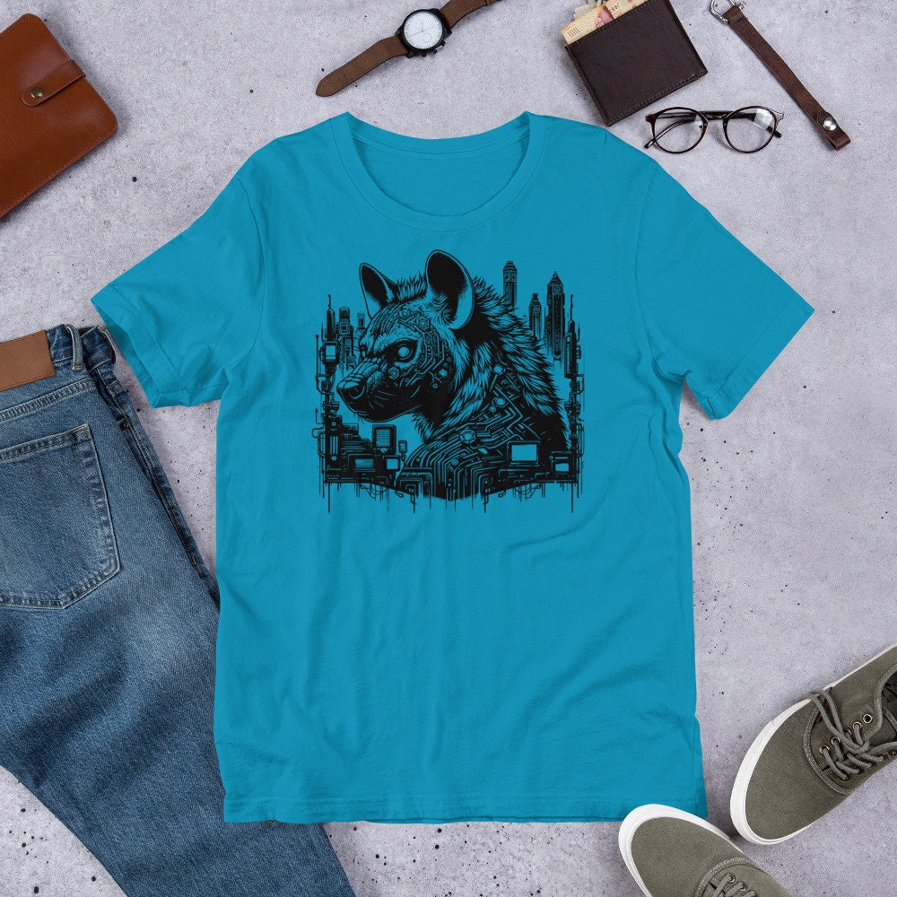 Creepy Weirdcore Dystopian Hyena T-Shirt Grunge Futuristic Spotted Hyena Tee Shirt