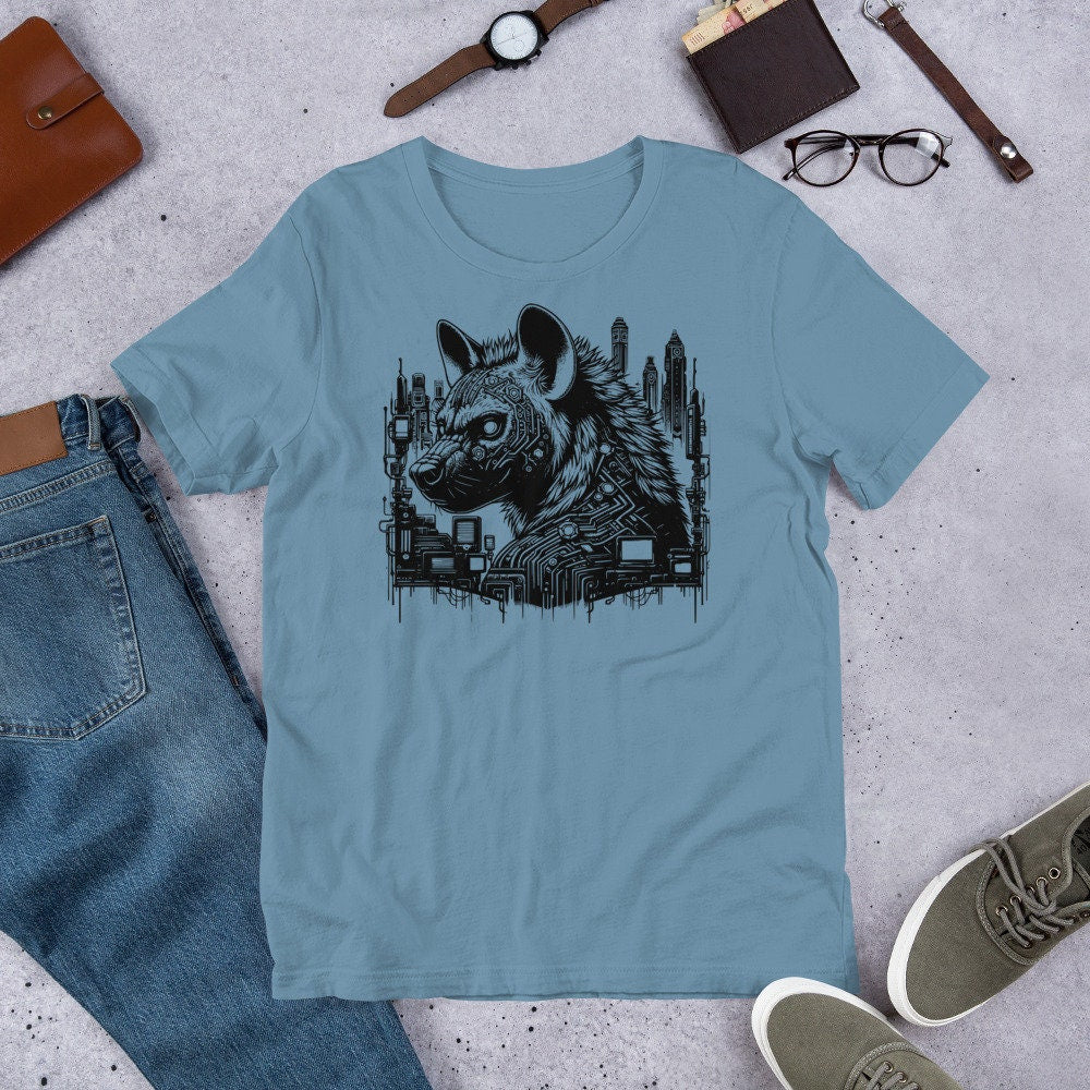 Creepy Weirdcore Dystopian Hyena T-Shirt Grunge Futuristic Spotted Hyena Tee Shirt