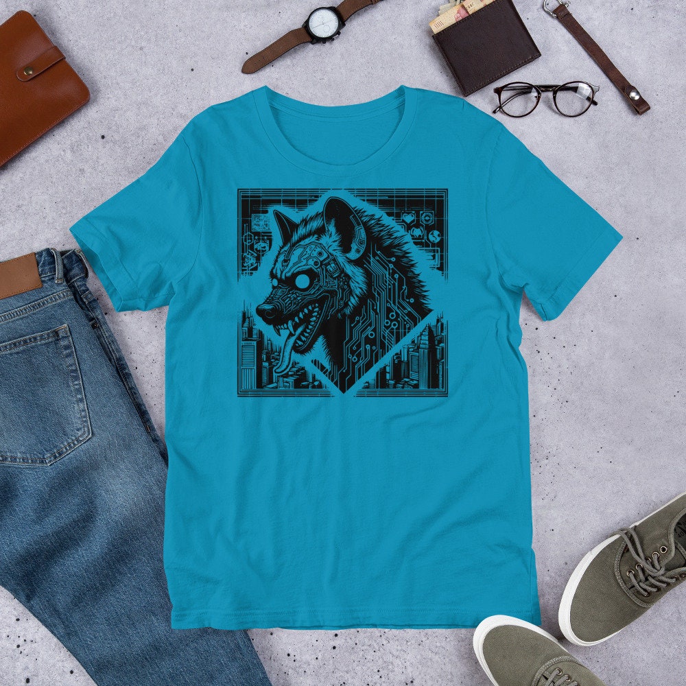 Scary Spooky Dystopian Hyena T-Shirt Gothic Grunge Weirdcore Spotted Hyena with Tongue Out Tee Shirt