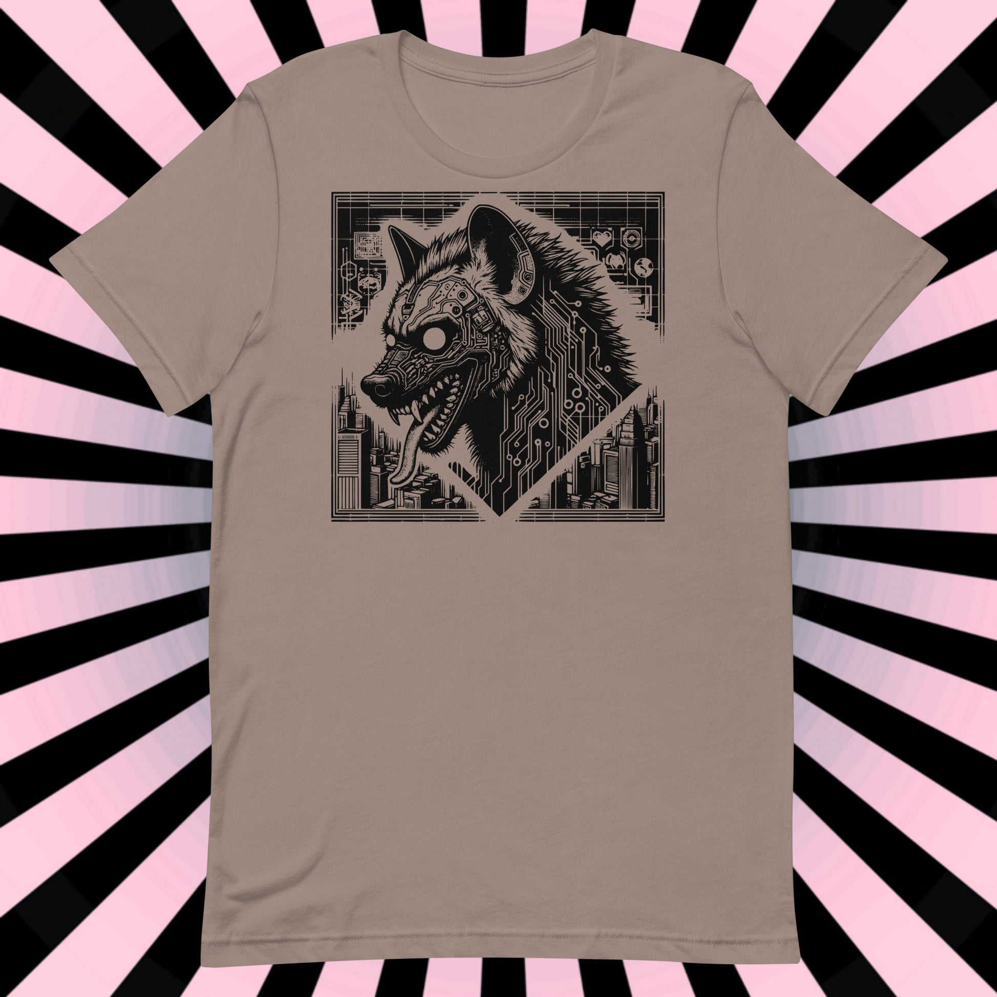 Scary Spooky Dystopian Hyena T-Shirt Gothic Grunge Weirdcore Spotted Hyena with Tongue Out Tee Shirt