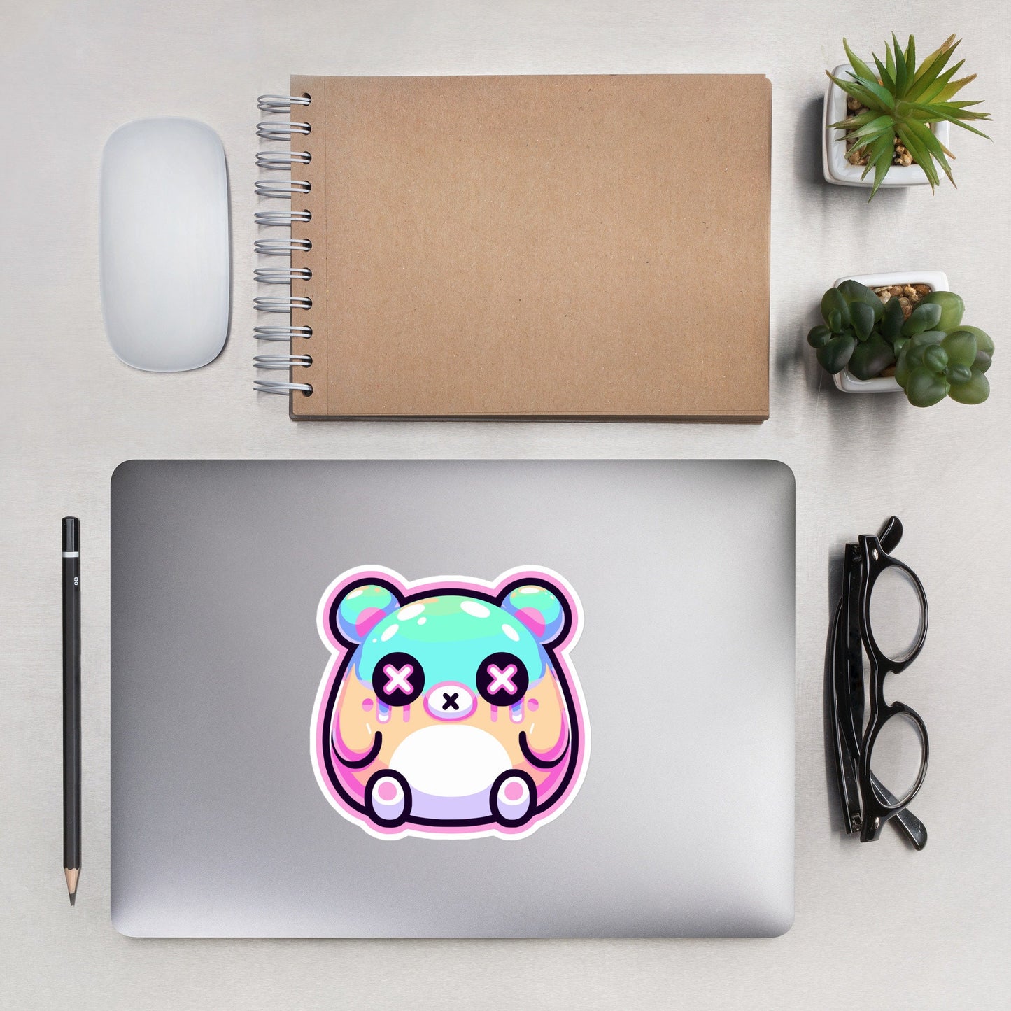 Trippy Cute Gore Clowncore Bear Vinyl Sticker Grunge Pastel Goth Weirdcore Teddy Sticker Gifts