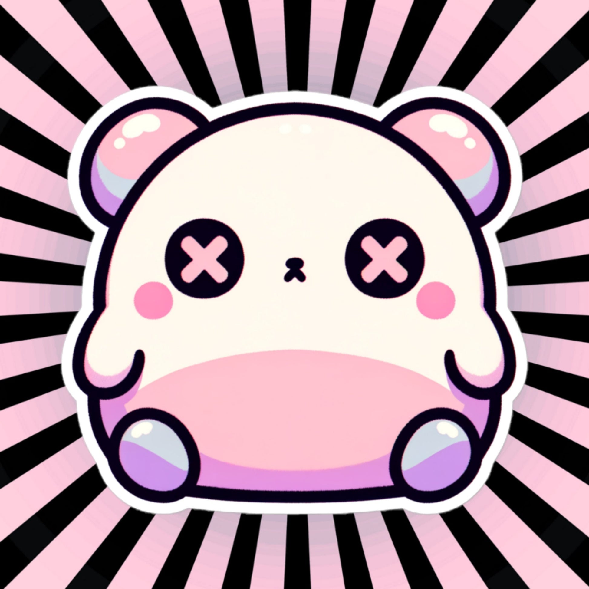 Weirdcore Pastel Goth Grunge Cute Chubby Depressed Bear Vinyl Sticker Oddcore Animal Waterproof Sticker, Weird Stuff Unique Gift