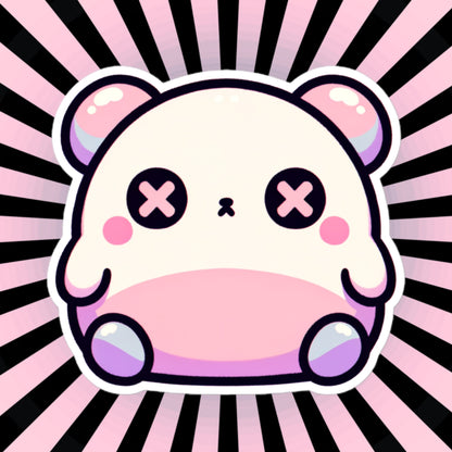 Weirdcore Pastel Goth Grunge Cute Chubby Depressed Bear Vinyl Sticker Oddcore Animal Waterproof Sticker, Weird Stuff Unique Gift