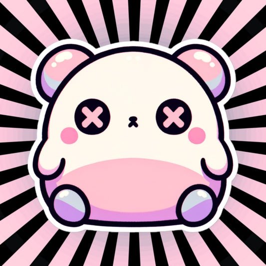 Weirdcore Pastel Goth Grunge Cute Chubby Depressed Bear Vinyl Sticker Oddcore Animal Waterproof Sticker, Weird Stuff Unique Gift