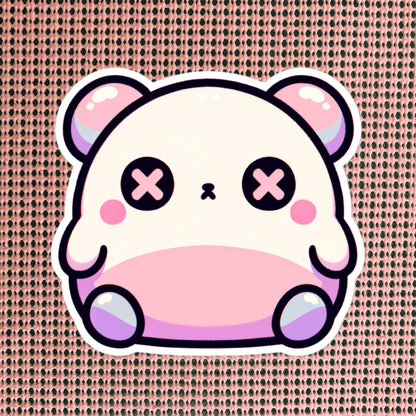 Weirdcore Pastel Goth Grunge Cute Chubby Depressed Bear Vinyl Sticker Oddcore Animal Waterproof Sticker, Weird Stuff Unique Gift