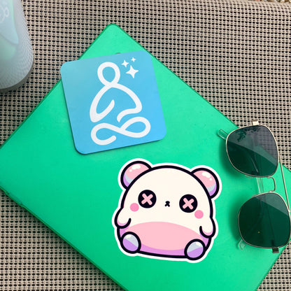 Weirdcore Pastel Goth Grunge Cute Chubby Depressed Bear Vinyl Sticker Oddcore Animal Waterproof Sticker, Weird Stuff Unique Gift