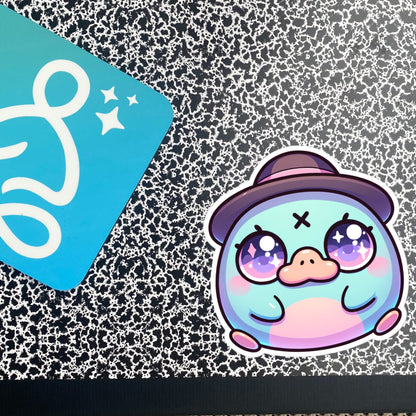 Weirdcore Pastel Goth Grunge Cute Detective Platypus Vinyl Sticker Oddcore Animal Waterproof Sticker, Weird Stuff Unique Gift