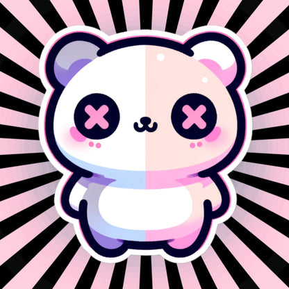 Weirdcore Pastel Goth Grunge Cute Bipolar Bear Vinyl Sticker Oddcore Animal Waterproof Sticker, Weird Stuff Unique Gift