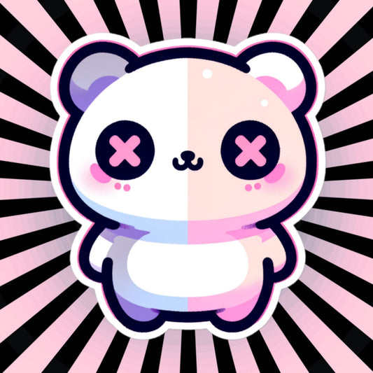 Weirdcore Pastel Goth Grunge Cute Bipolar Bear Vinyl Sticker Oddcore Animal Waterproof Sticker, Weird Stuff Unique Gift