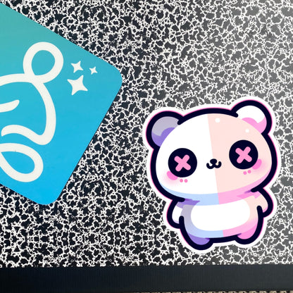 Weirdcore Pastel Goth Grunge Cute Bipolar Bear Vinyl Sticker Oddcore Animal Waterproof Sticker, Weird Stuff Unique Gift