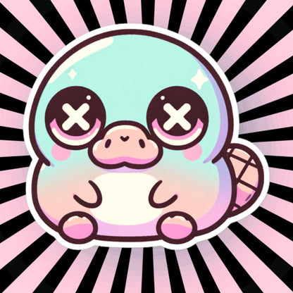Weirdcore Pastel Goth Grunge Cute Sad Platypus Vinyl Sticker Oddcore Animal Waterproof Sticker, Weird Stuff Unique Gift