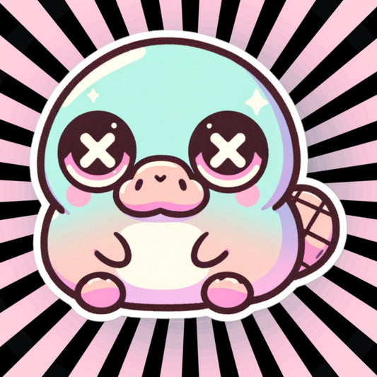 Weirdcore Pastel Goth Grunge Cute Sad Platypus Vinyl Sticker Oddcore Animal Waterproof Sticker, Weird Stuff Unique Gift